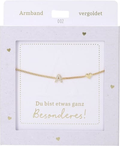 Depesche armband goud met letter A en hartje - vriendschapssieraad.