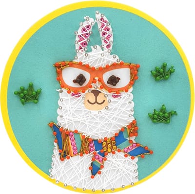 Knutselset Kind 3+ - String-Art Lama Relax - Gouddraad & Strass - Hobby - 21cm