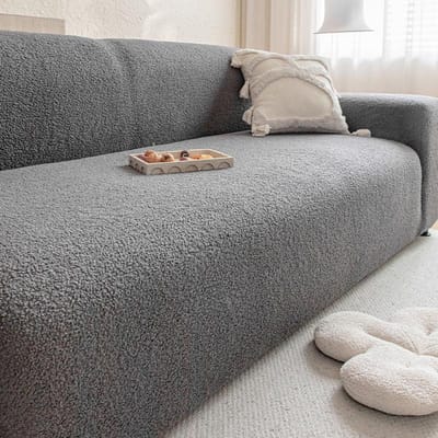 Nieuwe Teddy Fluweel Effen Kleur Bankhoes Waterdicht Kattenkrabbestendig Antislip Universeel voor Alle Seizoenen Allesomvattend 235cm-300cm]