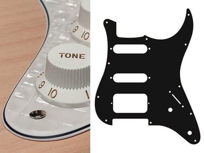 Boston ST-422-PWW pickguard, Stallion, SSH, 2 pot holes, 3-5 switch, 4 ply, pearl white webbing