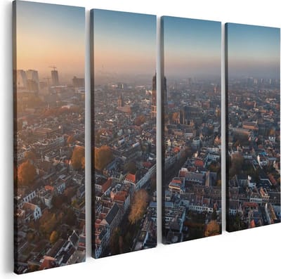 Artaza Canvas Schilderij Vierluik Utrecht Vanuit De Lucht - 80x60 - Foto Op Canvas - Canvas Print