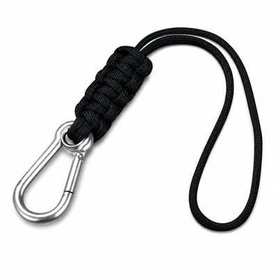 Travel Cords Paracord Keycord Zwart – Sleutelhanger met Karabijnhaak – Polskoord voor Autosleutels, Telefoon en Pasjes