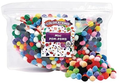 Colorations mini pom poms knutselset - 450 stuks in regenboogkleuren.