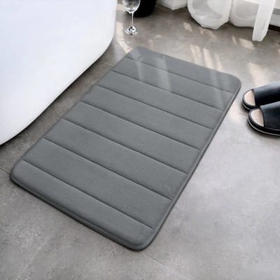 Gestreepte vloermat, badkamermat, badmat, 40x60 cm, zacht en comfortabel, super absorberend, antislip, dik, gemakkelijk te drogen, vloerkleed voor badkamer, donkergrijs