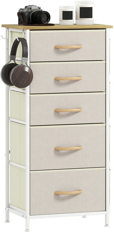 HOMCOM Stoffen Ladekast-Vliesstof, Staal-86L x 30B x 94,5H cm-Beige
