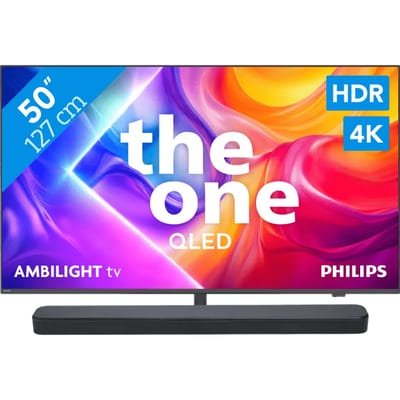 Philips Ambilight 50" PUS9000 QLED 4K (2025) + JBL Bar 300 MK2 Zwart