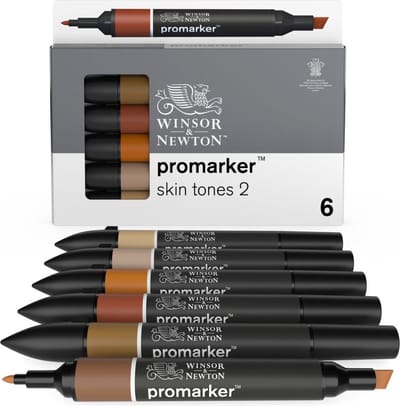 Winsor & Newton 0290115 Promarker™ 6 Skin Tones Set 2 | Professionele layoutmarkers & alcoholmarkers