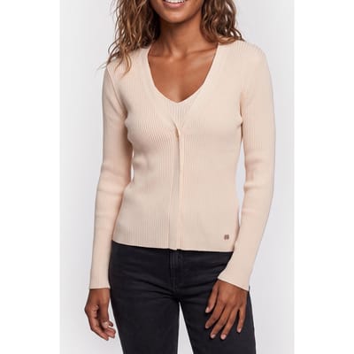 Calvin Klein Long Sleeve Cardigan With Tank Rib Set Mother Of Pearl Taglia: XS | Maglie a manica lunga Outlet | Donna | Bianco