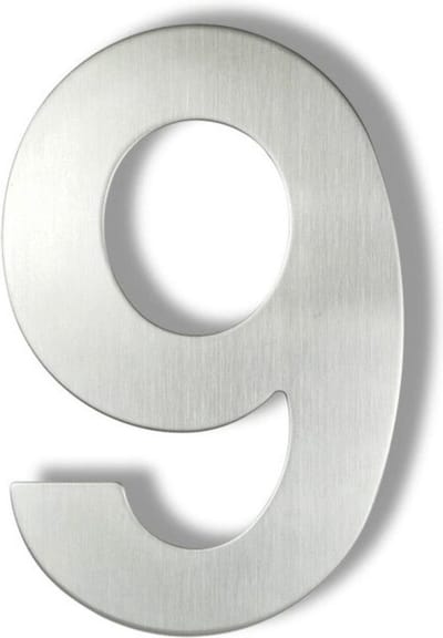 Huisnummer Zilver RVS nr. 9 - 15 cm hoog - Modern RVS Huisnummer - Roestvrij Staal
