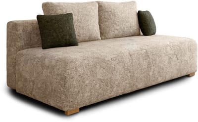 Slaapbank MOSS met bedfunctie en opbergruimte – Boucléstof – 200x90x100 cm – met rugkussens en stevig frame - Beige (Arena 2 + Arena 12 kussens)