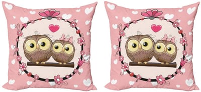 ABAKUHAUS Uil Kussenhoes Set – 2x45x45 cm – Dubbelzijdig bedrukt – Microvezel