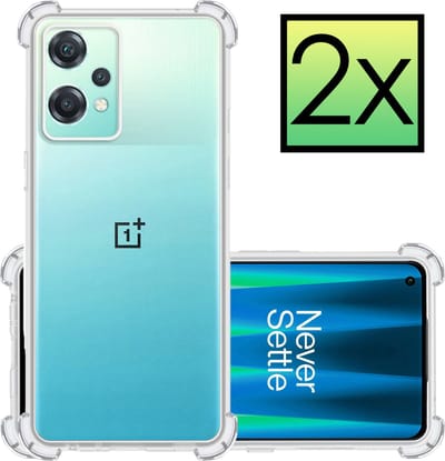 Hoesje - 2 Stuks - Geschikt voor OnePlus Nord CE 2 Lite - Sterk & Shockproof - Siliconen Case - Back Cover - Telefoon Hoes Shock Proof - Transparant