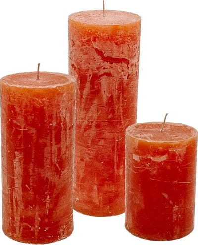 Cactula set van 3 stompkaarsen Oranje Boven 7x10 / 7x15 / 7x20 Extra lange branduren Vier mee deze zomer! EK 2021 Olympische Spelen Oranje versiering