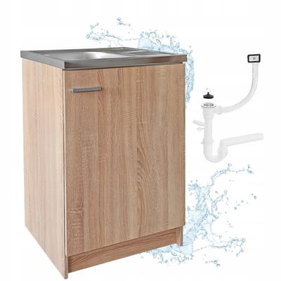 STAMAR - Keukenkast 60 x 60 x 85 cm - Onderkast met Spoelbak + sifon - Eik Sonoma