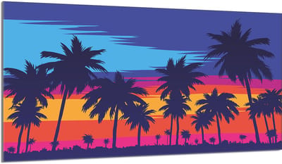 TMK ArtDeko Serie - Glazen Kookplaatbescherming - 90x52cm - Palm Motief - Meerdere Toepassingen