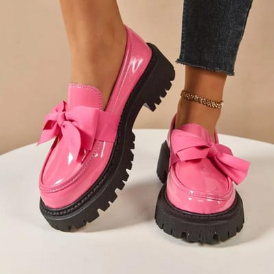Ladies Shoes Slip-on Women's High Heels Fashion Butterfly-knot Outdoor Casual Plus Size Best Seller Shoes for Women 39 rose