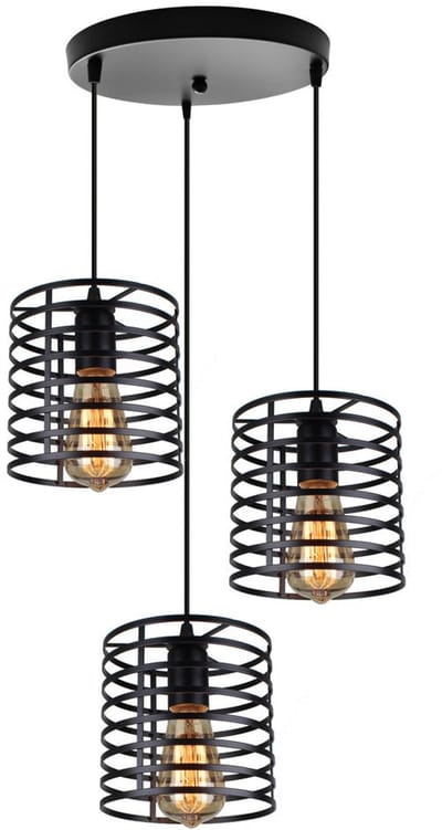 3 Hanglampen Slaapkamer Moderne E27 Kroonluchter Binnen Plafondlamp Zwart