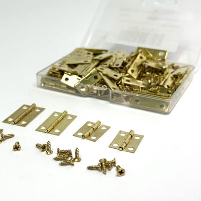 MGM Trading - Kleine scharnieren - Mini scharnieren set - 300 stuks 7 mm kleine schroeven - Kastscharnier met opbergdoos - Klein formaat thuis hardware - 70 Scharnieren
