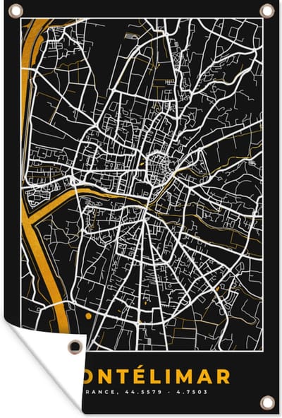Muurdecoratie Kaart - Frankrijk - Stadskaart - Plattegrond - Montélimar - 120x180 cm - Tuinposter - Tuindoek