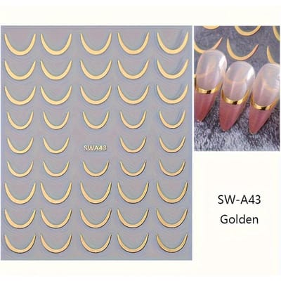 Autocollant pour ongles 3D à rayures métalliques françaises, lignes dorées et argentées, curseur simple, accessoires de manucure à faire soi-même or