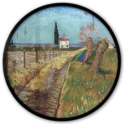 Poster in lijst Rond - Fotolijst 40x40 cm - Posters - Pad door een veld met wilgen - Vincent van Gogh - Ronde posterlijst zwart - Decoratie - Wanddecoratie woonkamer - Muurdecoratie slaapkamer