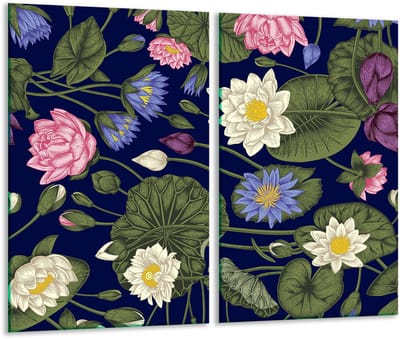 TMK ArtDeko - Snijplank - Glas - 2x 30x52 cm - Kleurige Bloemmotief