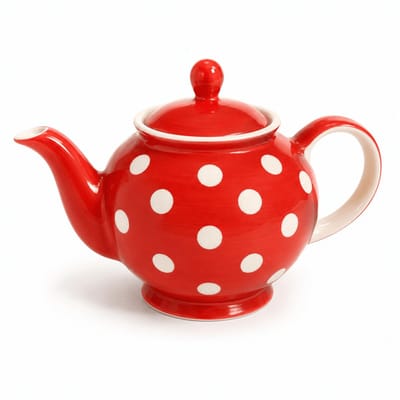 Theepot Polka Dot - Rood met witte stippen 1000 ml - Keramiek - Handgemaakt en geschilderd