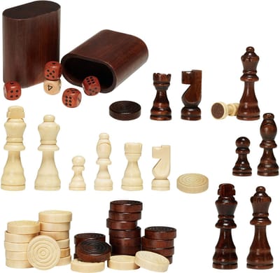3-In-1 Schaak Koningin Backgammon Tabel Set, 18 Inch Hoge Kwaliteit Houten Schaaktafel, Luxe Combinatie Spel Tafel Meubelset, Schaakspel Bordspel Geschenk voor Familie Bordspellen