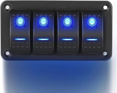 Weg Tuimelschakelaarpaneel 12V 24V DC - Blauwe Schakelaars en Waterdicht Aluminium 5Pin AAN UIT