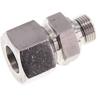 G 1/2'' Buitendraad x 20S RVS Rechte Snijring Koppeling met FKM Afdichting 400 Bar DIN 2353 - FL2S-MC-STFP-012G-20-S
