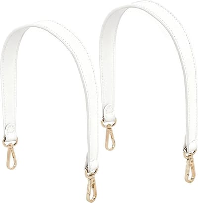 Solidchoice - 2pcs PU leder ringbanken voor vrouwen 48cm korte handhandvatting 2,5 cm brede leder schouder riem vervanging met draaiende lobster bucks voor onderarm tote tas DIY maken (wit)