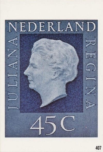 Briefkaart met afbeelding Juliana Regina postzegel