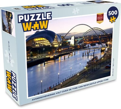 Puzzel Avondschemering valt over de Tyne van Newcastle-upon-Tyne - Legpuzzel - Puzzel 500 stukjes