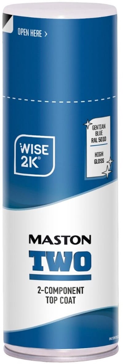 Maston 2K Top Coat - Anti Roest - Hoogglans - Gentiaan Blauw (RAL 5010) - Spuitlak - 400 ml