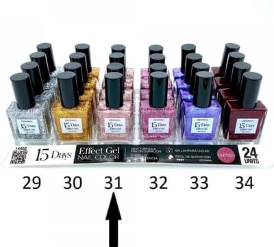 D'Donna - 15-Days Effect Gel Nagellak Glitter - Zilvergrijs met zilver en roze mini glitters - 1 Flesje met 16 ml. inhoud - Nummer 31