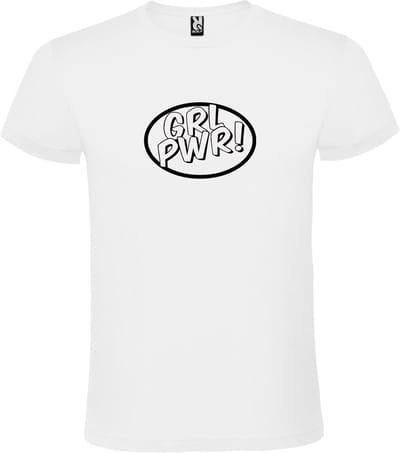 Wit t-shirt met 'Girl Power / GRL PWR' print Zwart Maat XS