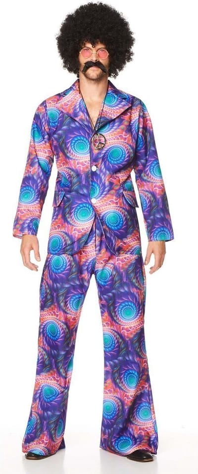 Karnival Costumes Verkleedpak Retro Boho Heren Carnavalskleding Heren Carnaval Foute Party '60 '70 Party - Polyester - Paars - Maat S - 2-Delig Jas/Broek