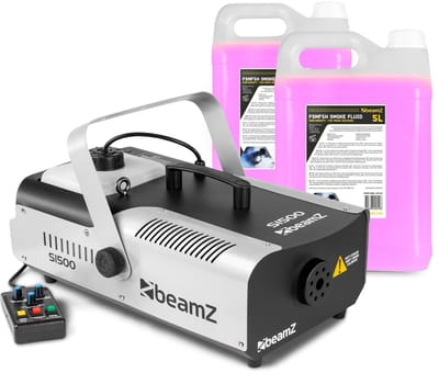 BeamZ S1500 rookmachine met 10 liter rookvloeistof - Met afstandsbediening - 1500W