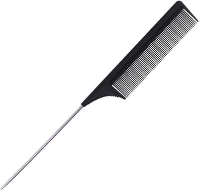 Professionele Koolstofvezel Haarkam met Metalen Punt voor Kapsalon en Thuisgebruik (Zwart)