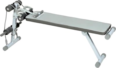 Fitnessbank Verstelbaar - Trainingsbank Kracht - Kracht Training - Met Weerstandsbanden - 150 kg Capaciteit - Blauw Wit