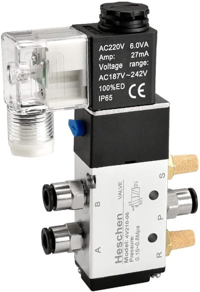 Dailygoody - Pneumatische Magneetklep - Elektrisch - 4-Weg - 12VDC - CE - Geluiddempers - Geschikt voor Industrie - Aluminium