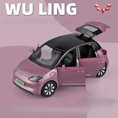 1/32 Nieuwe Energie Elektrische Auto Model Speelgoed Wuling Binguo Legering Diecast Voertuigen Met Geluid Licht Verzameling Speelgoed Voor Kinderen Cadeaus