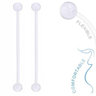Fako Bijoux - Zwangerschapspiercing - Bioplast Classic - 58mm - Transparant - 2 Stuks