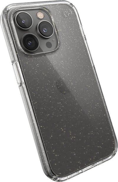 Speck hoesje geschikt voor Apple iPhone 14 Pro - Slank - Kristalhelder - Valbescherming gecertificeerd tot 4 meter - Microban Antibacterieel - Presidio Perfect Clear lijn - Goud Transparant