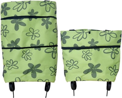 Opvouwbare boodschappentas, 40 x 50 cm, opvouwbare zijvakken, boodschappenwagen-draagtas, opvouwbaar, draagbare boodschappentas (groen)