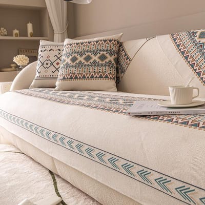 Katoenen en linnen bankkussen Vier seizoenen universele Boheemse etnische Ins-stijl rugleuning handdoekhoes doek antislip bankhoes handdoek 65*70cm