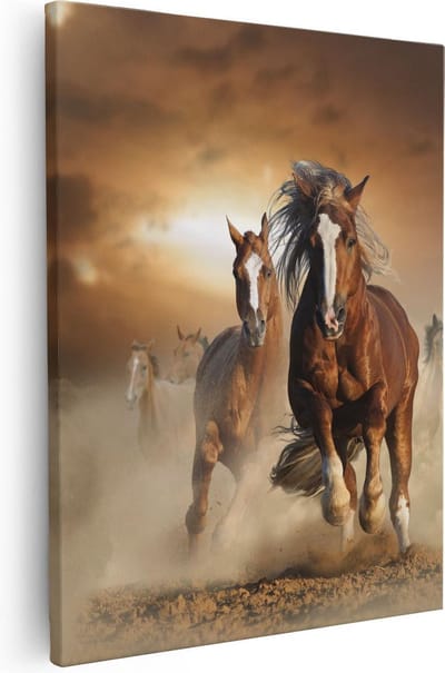 Artaza Canvas Schilderij Paard - 40x50 cm - Wanddecoratie Woonkamer - Muurdecoratie Dieren - Kamer Accessoires