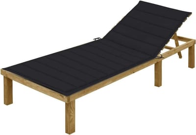 Houten ligstoel - Loungestoel buiten - Ontspannen buiten - Verstelbare rugleuning - 200 cm lang - Zwart