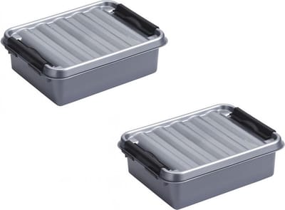Set van 3x stuks sunware q-line opberg box/opbergdoos - 1 liter - 20 x 15 x 6 cm - kunststof - opslagbox - grijs