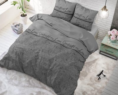 Sleeptime Goodnight My Love - Dekbedovertrekset - Tweepersoons - 200x200/220 + 2 kussenslopen 60x70 - Grijs